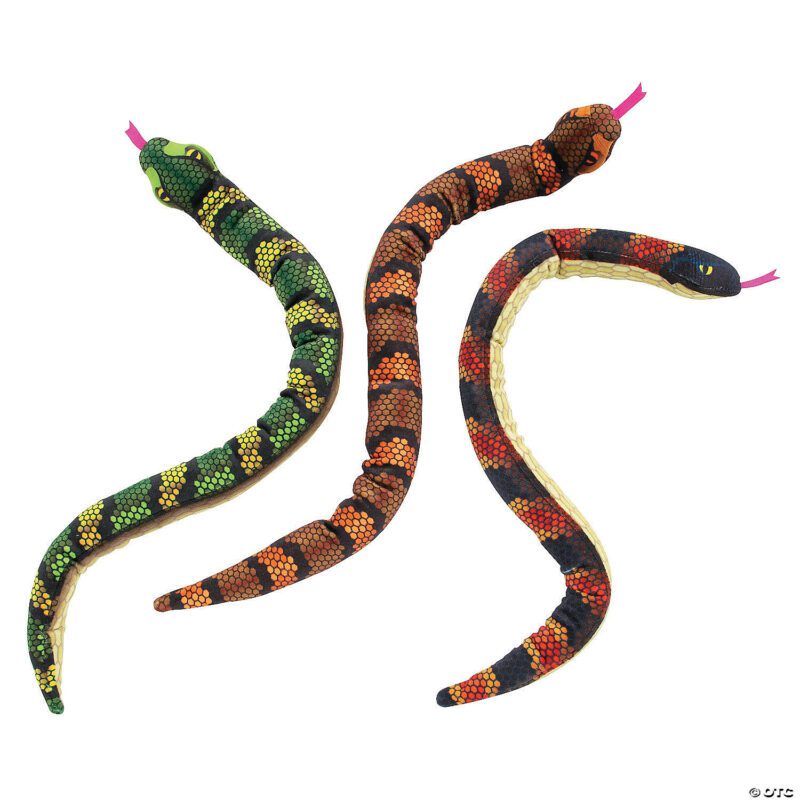 20-inch bendable plush snake in vibrant colors with hissing tongue