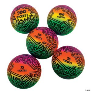 5-Inch Crane Machine Jackpot Balls – Assorted Colors with Ticket Values