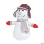 9-Inch Plush Snowman with Plaid Hat, Scarf, and Mittens – Festive Christmas Decor