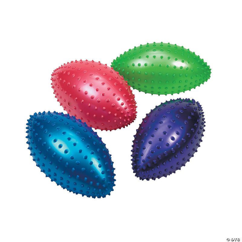 Assorted 10-Inch Vinyl Spike Footballs - Inflated to 10 Inches - Durable Vinyl