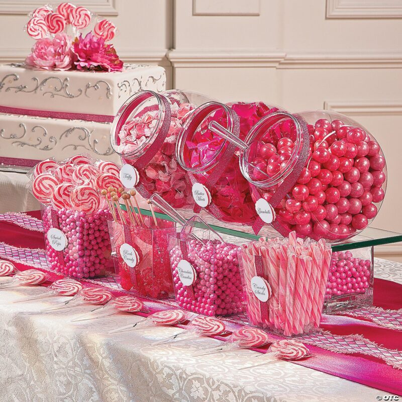 Assorted pink candy for candy buffets – 1,698 pieces and 11 lbs. of candy for parties and events