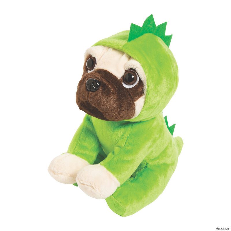 Jumbo Dino Pug Stuffed Animal – 10-Inch Plush Pug