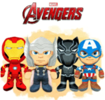 Marvel Avengers 14-Inch Evergreen Plush Assortment Featuring Iron Man, Thor, Black Panther, and Captain America – Box of 48