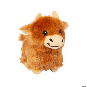 Plush Brown Highland Cow Soft and Cuddly Farm Animal Toy, Ideal for Party Favors, Classroom Pets, or Giveaways