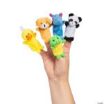 Plush animal finger puppets in assorted animals like dogs, pandas, and chicks