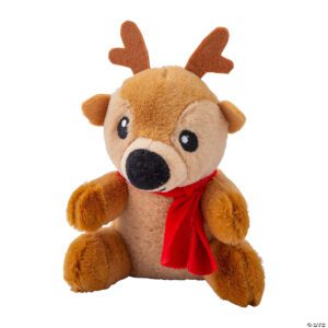 Small Plush Reindeer | 288 Pieces Fuzzy Reindeer with Red Scarf | Stocking Stuffers | Christmas Plush Toys | Brown Reindeer Plush