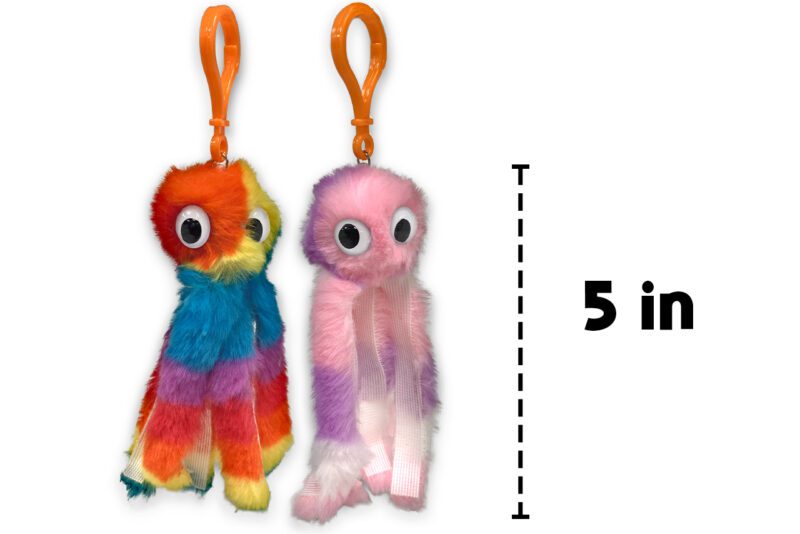 Vibrant Fuzzy Octopus Keychains in Assorted Colors and Patterns