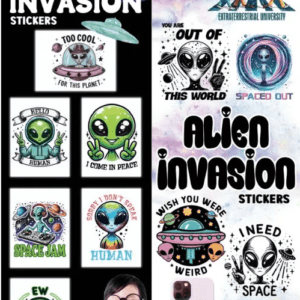 Alien Invasion Stickers in Folders for Vending Machines - 300 Pack