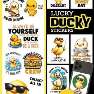 Lucky Ducky Stickers in Folders for Vending Machines - 300 Pack