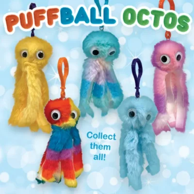 Fuzzy Octopus Puff Keychain for Kids and Arcade Prizes