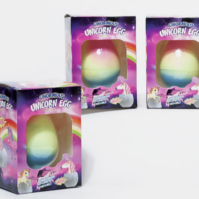Box of 120 Growing Unicorn Hatching Eggs that hatch and grow in water; perfect for party favors and arcade prizes.