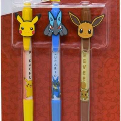 3-Pack Pokémon Character Pens – Pikachu, Lucario & Eevee Bulk Stationery Packs