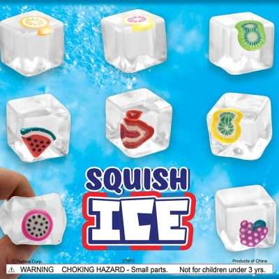Squish Ice Toy Fruit Cubes in 2-Inch Vending Capsules – Watermelon, Lemon, Kawaii Squishies