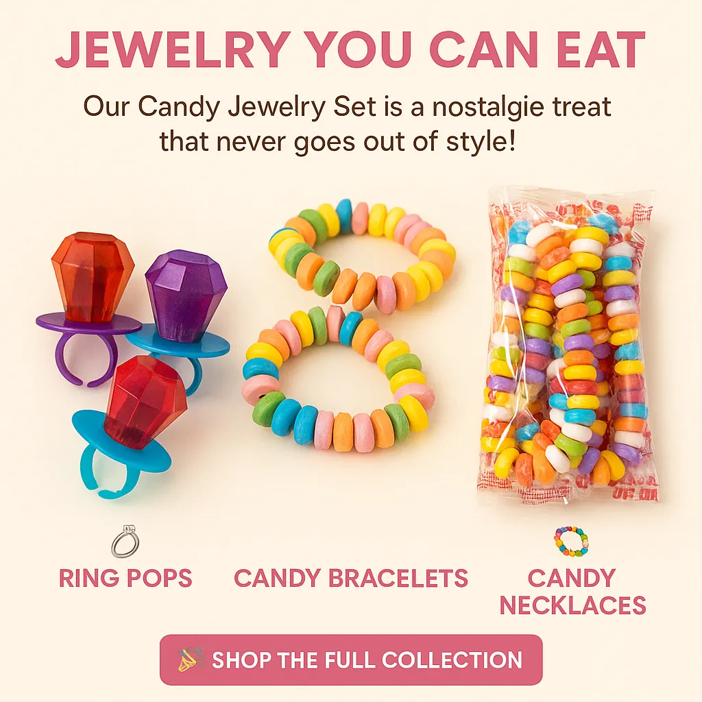 Candy Jewelry Collection Display on Table