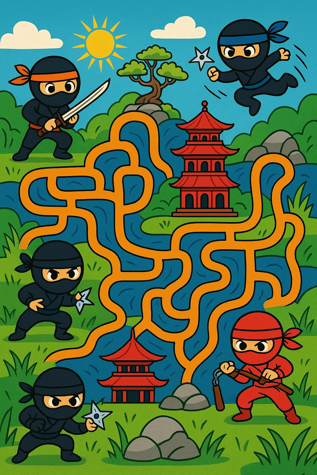 Ninja Maze Printable Game for Kids