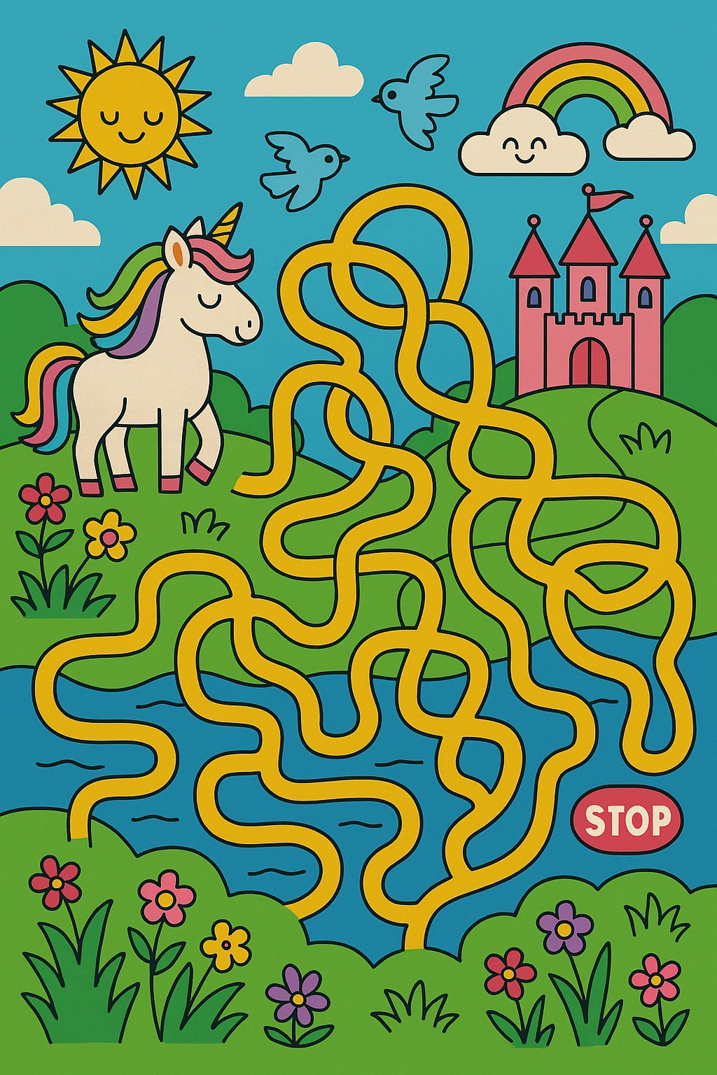Free printable unicorn maze for kids