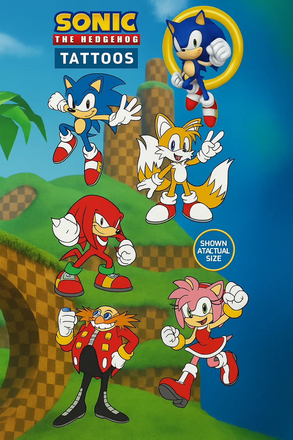 Sonic the Hedgehog Vending Tattoos 300 Pack