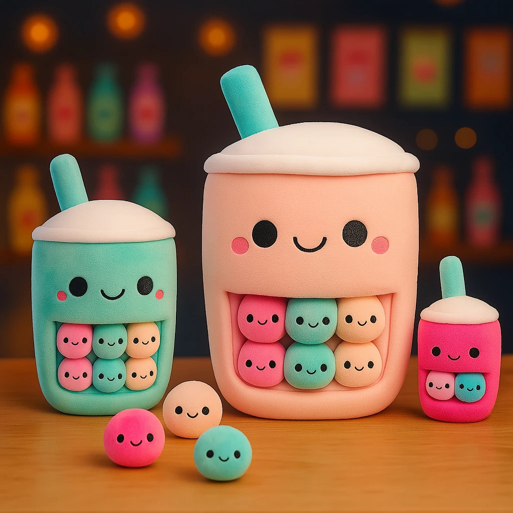 Kawaii party setup with pastel plush and display