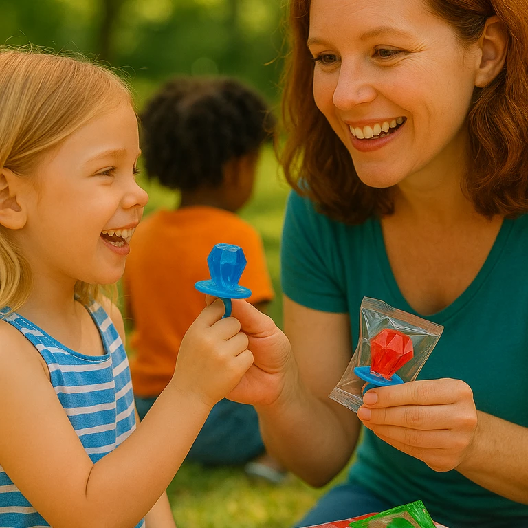 Parents preparing Ring Pops for parties