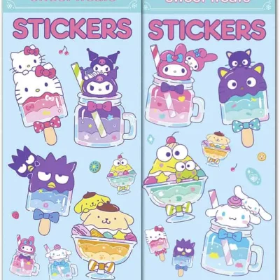 “Hello Kitty And Friends Sweet Treats Stickers – 10 collectible designs featuring Hello Kitty, Kuromi, My Melody, Cinnamoroll, and more.”