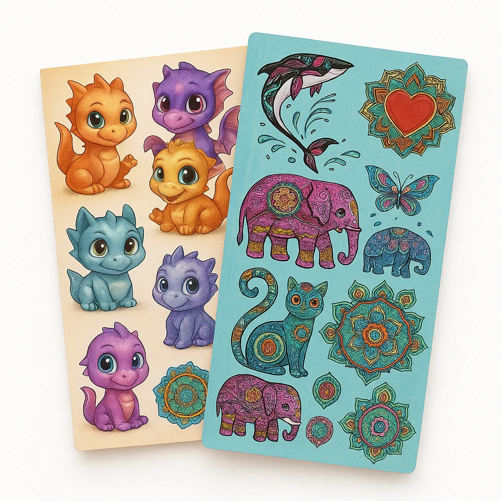 All flat vending – Baby Dragon sticker sheets