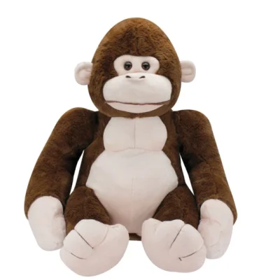 Alt text: 15-inch brown monkey plush toy sitting upright with long arms and legs on a white background