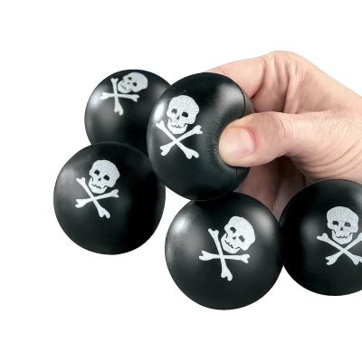 Mini Skull And Crossbones Foam Stress Balls Black Pirate Squeeze Toys