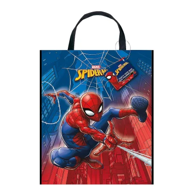 Marvel Spider-Man reusable tote bag featuring action pose artwork with city background, medium size party favor and prize bag