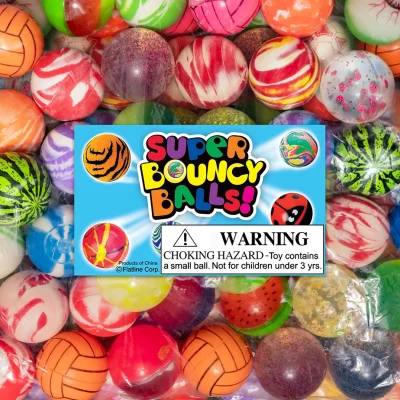 49mm super bouncy balls 300 count bulk vending mix assorted bright marble swirl and sports theme rubber balls