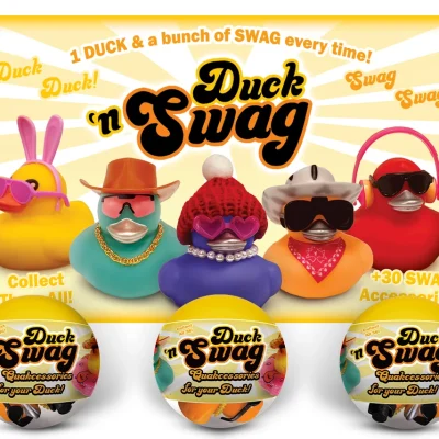 Duck n Swag collectible rubber ducks with interchangeable accessories in capsule vending series