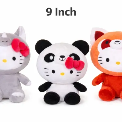 9 inch Hello Kitty animal dress up plush fox panda rhino Sanrio crane prize assortment